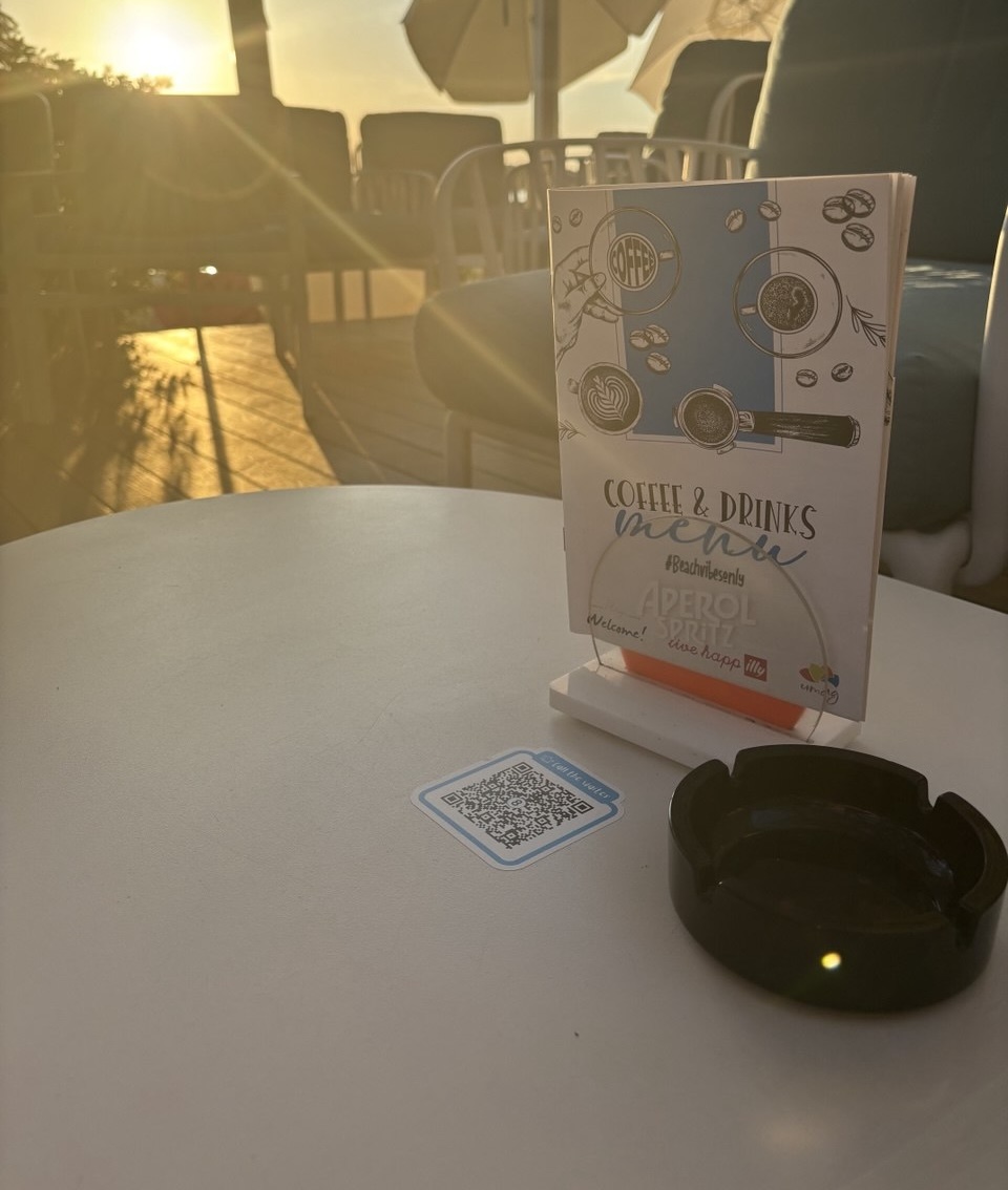 QR code on a cafe table